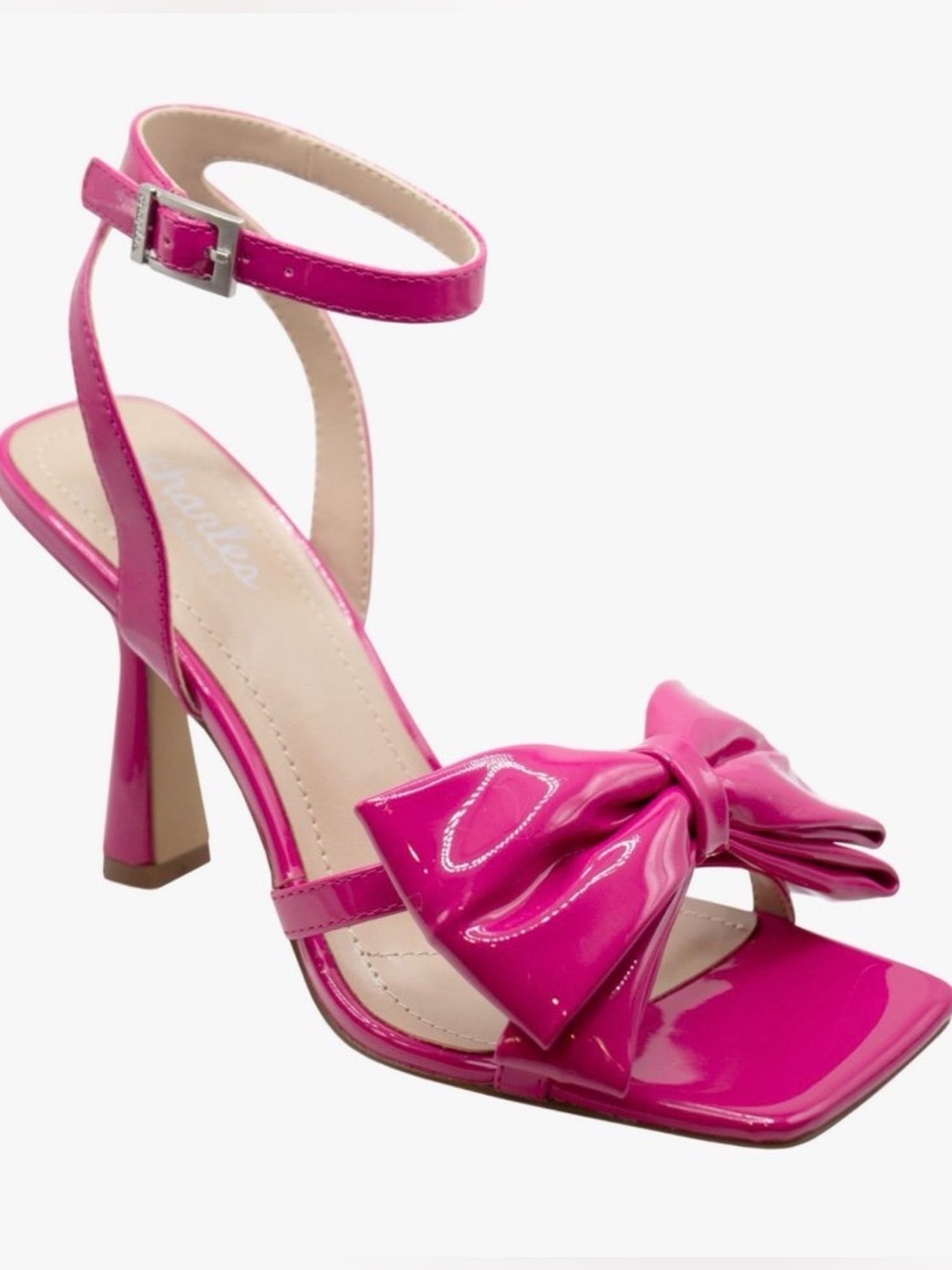 Charles David Hot Pink Patent Bow Ankle-Strap Heels
